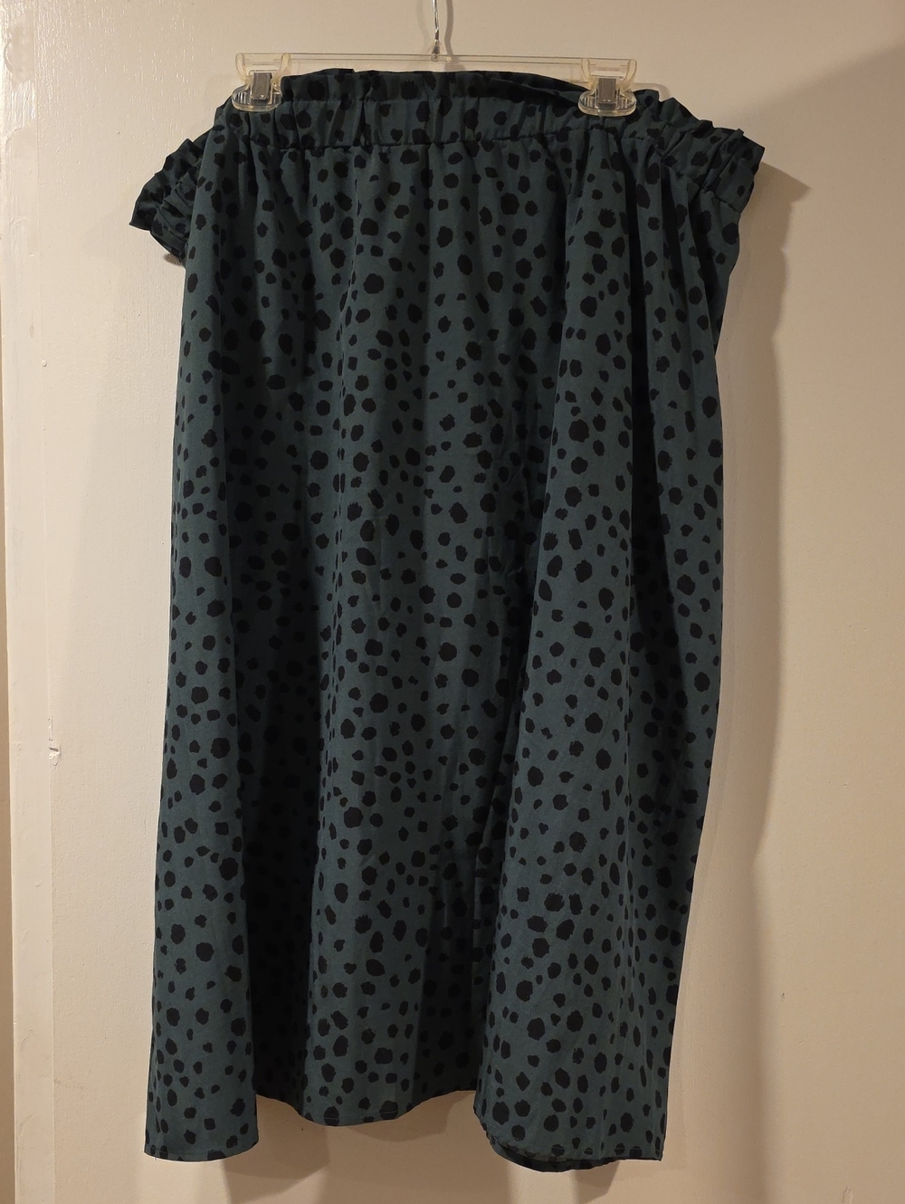 Womens Green Polka Dot Midi Skirt